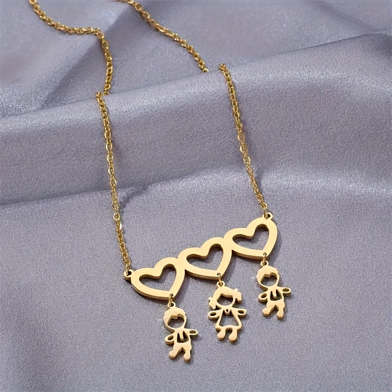 Custom Personalized 3-Name Hollow Heart Necklace — 18K Plated Gift